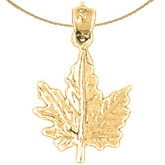 Sterling Silver Maple Leaf Pendant (Rhodium or Yellow Gold-plated)