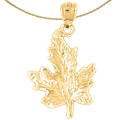 Sterling Silver Maple Leaf Pendant (Rhodium or Yellow Gold-plated)