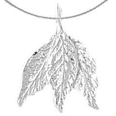 Sterling Silver Leaf Pendant (Rhodium or Yellow Gold-plated)