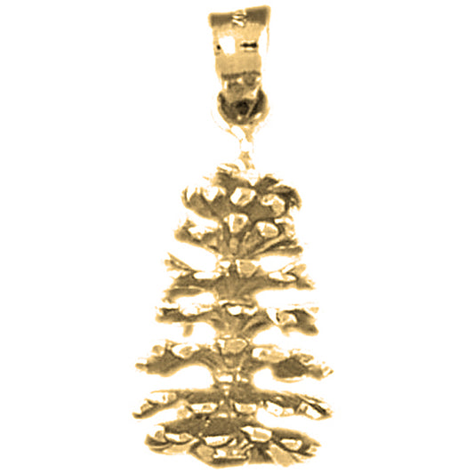 Yellow Gold-plated Silver 3D Pine Cone Pendant