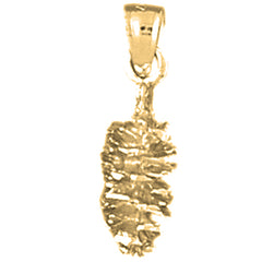 Yellow Gold-plated Silver 3D Pine Cone Pendant
