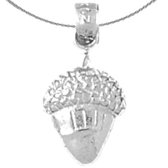 Sterling Silver Acorn Pendant (Rhodium or Yellow Gold-plated)