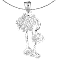 Colgante de palmera de plata de ley (bañado en rodio o oro amarillo)