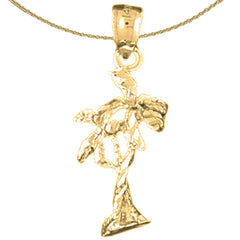 Colgante de palmera de plata de ley (bañado en rodio o oro amarillo)