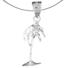 Colgante de palmera de plata de ley (bañado en rodio o oro amarillo)