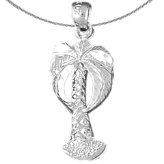 Colgante de palmera de plata de ley (bañado en rodio o oro amarillo)