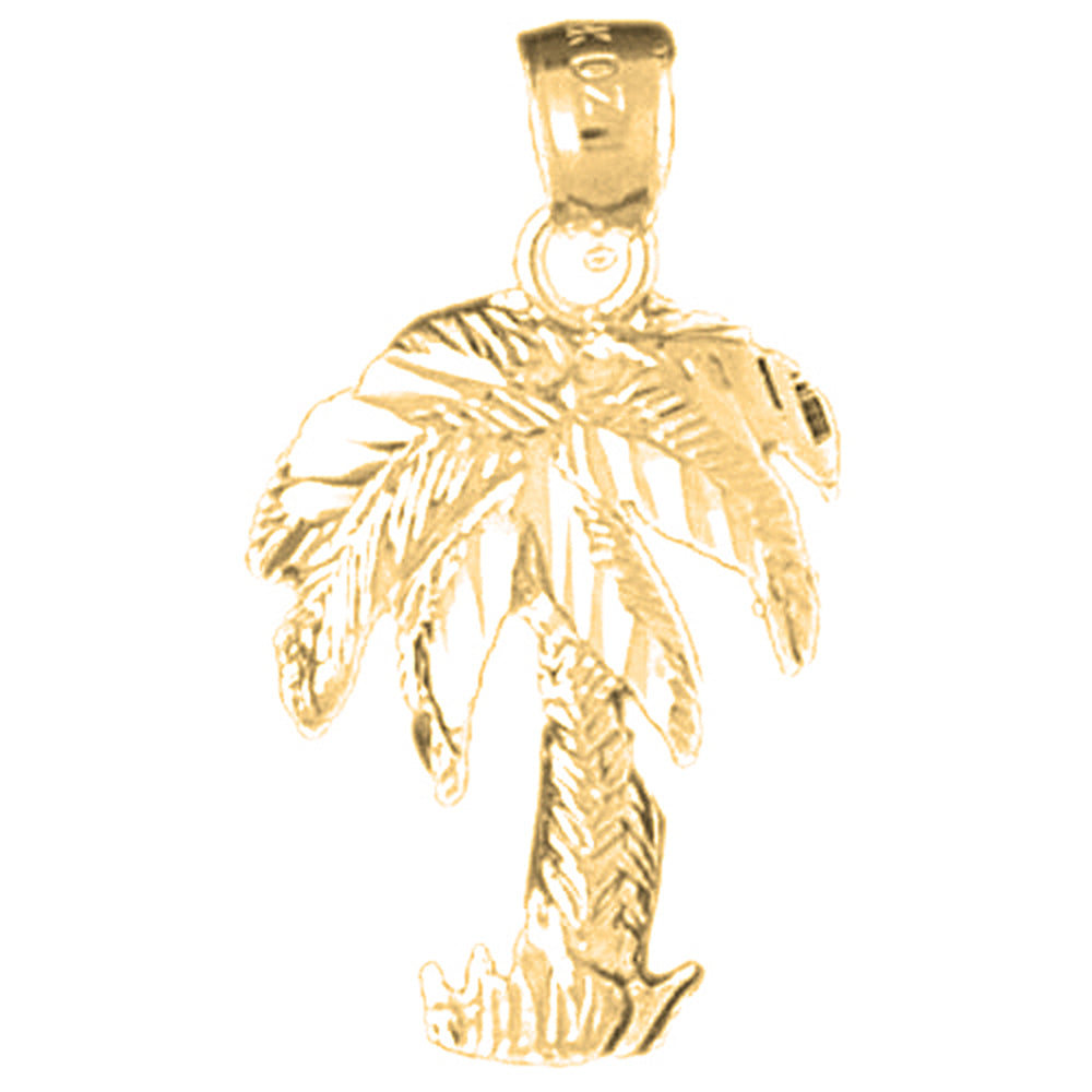 Yellow Gold-plated Silver Palm Tree Pendant