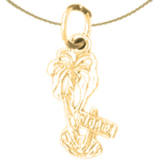 Colgante de palmera de plata de ley (bañado en rodio o oro amarillo)