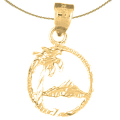 Colgante de palmera de plata de ley (bañado en rodio o oro amarillo)