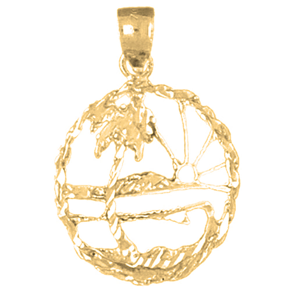 Yellow Gold-plated Silver Palm Tree Pendant
