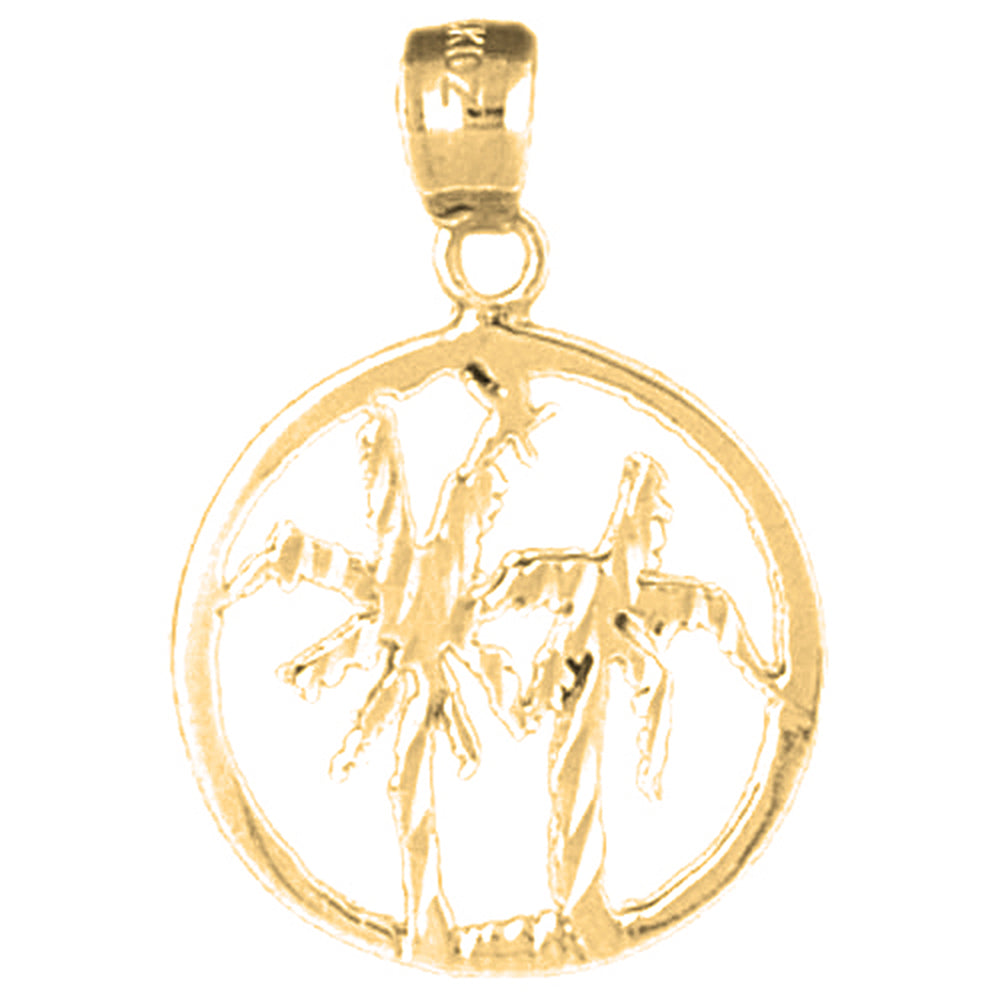 Yellow Gold-plated Silver Palm Tree Pendant