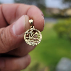 Colgante de palmera de plata de ley (bañado en rodio o oro amarillo)