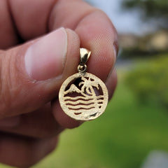 Colgante de palmera de plata de ley (bañado en rodio o oro amarillo)