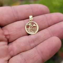 Colgante de palmera de plata de ley (bañado en rodio o oro amarillo)