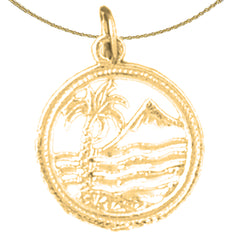 Colgante de palmera de plata de ley (bañado en rodio o oro amarillo)