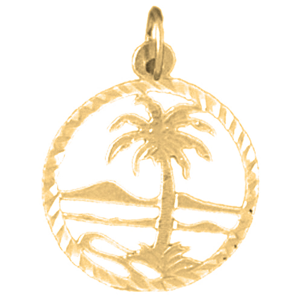 Yellow Gold-plated Silver Palm Tree Pendant
