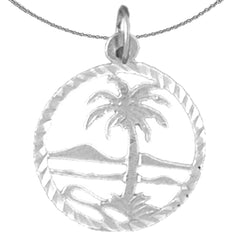 Colgante de palmera de plata de ley (bañado en rodio o oro amarillo)