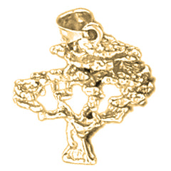 Yellow Gold-plated Silver 3D Cedar Tree Pendant
