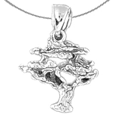 3D-Anhänger „Zedernbaum“ aus Sterlingsilber (rhodiniert oder gelbvergoldet)