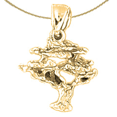 3D-Anhänger „Zedernbaum“ aus Sterlingsilber (rhodiniert oder gelbvergoldet)