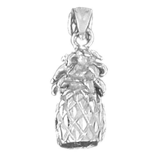 Sterling Silver 3D Pineapple Pendant