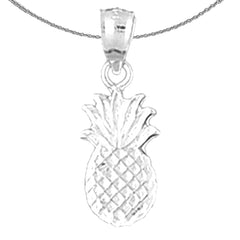 Sterling Silver Pineapple Pendant (Rhodium or Yellow Gold-plated)