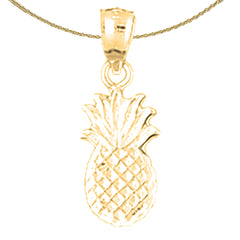 Sterling Silver Pineapple Pendant (Rhodium or Yellow Gold-plated)