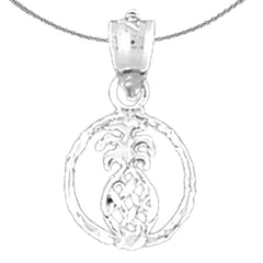 Sterling Silver Pineapple Pendant (Rhodium or Yellow Gold-plated)