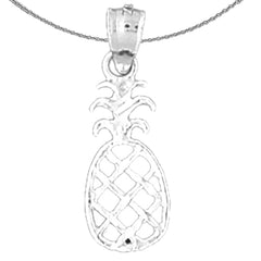 Sterling Silver Pineapple Pendant (Rhodium or Yellow Gold-plated)
