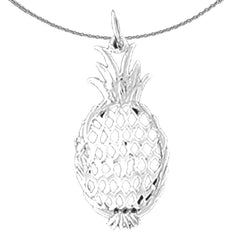 Sterling Silver Pineapple Pendant (Rhodium or Yellow Gold-plated)