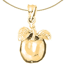 Sterling Silver Apple Pendant (Rhodium or Yellow Gold-plated)