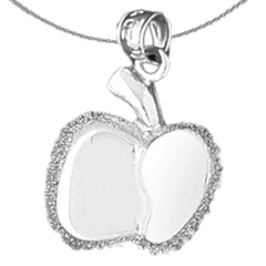 Sterling Silver Apple Pendant (Rhodium or Yellow Gold-plated)