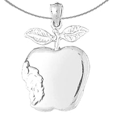 Sterling Silver Apple Pendant (Rhodium or Yellow Gold-plated)