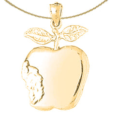 Sterling Silver Apple Pendant (Rhodium or Yellow Gold-plated)