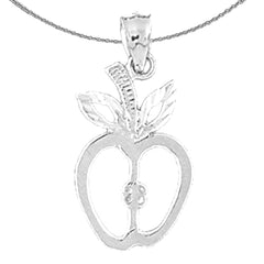 Sterling Silver Apple Pendant (Rhodium or Yellow Gold-plated)