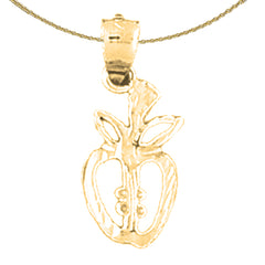 Sterling Silver Apple Pendant (Rhodium or Yellow Gold-plated)