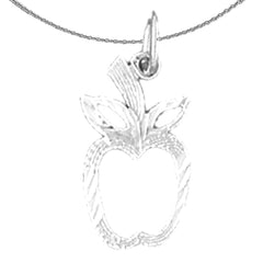 Sterling Silver Apple Pendant (Rhodium or Yellow Gold-plated)