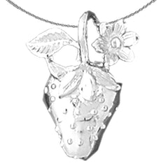 Sterling Silver Strawberry Pendant (Rhodium or Yellow Gold-plated)