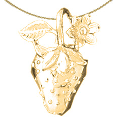 Sterling Silver Strawberry Pendant (Rhodium or Yellow Gold-plated)