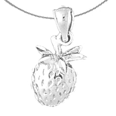 Sterling Silver Strawberry Pendant (Rhodium or Yellow Gold-plated)