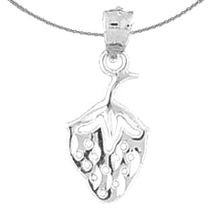 Sterling Silver Strawberry Pendant (Rhodium or Yellow Gold-plated)