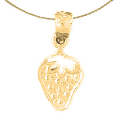 Sterling Silver Strawberry Pendant (Rhodium or Yellow Gold-plated)