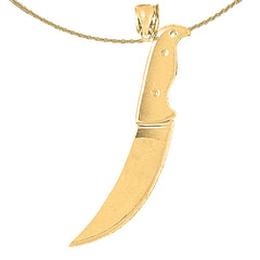 Colgante de cuchillo 3D de plata de ley (bañado en rodio o oro amarillo)