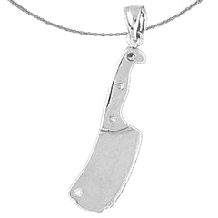 Sterling Silver 3D Knife Pendant (Rhodium or Yellow Gold-plated)