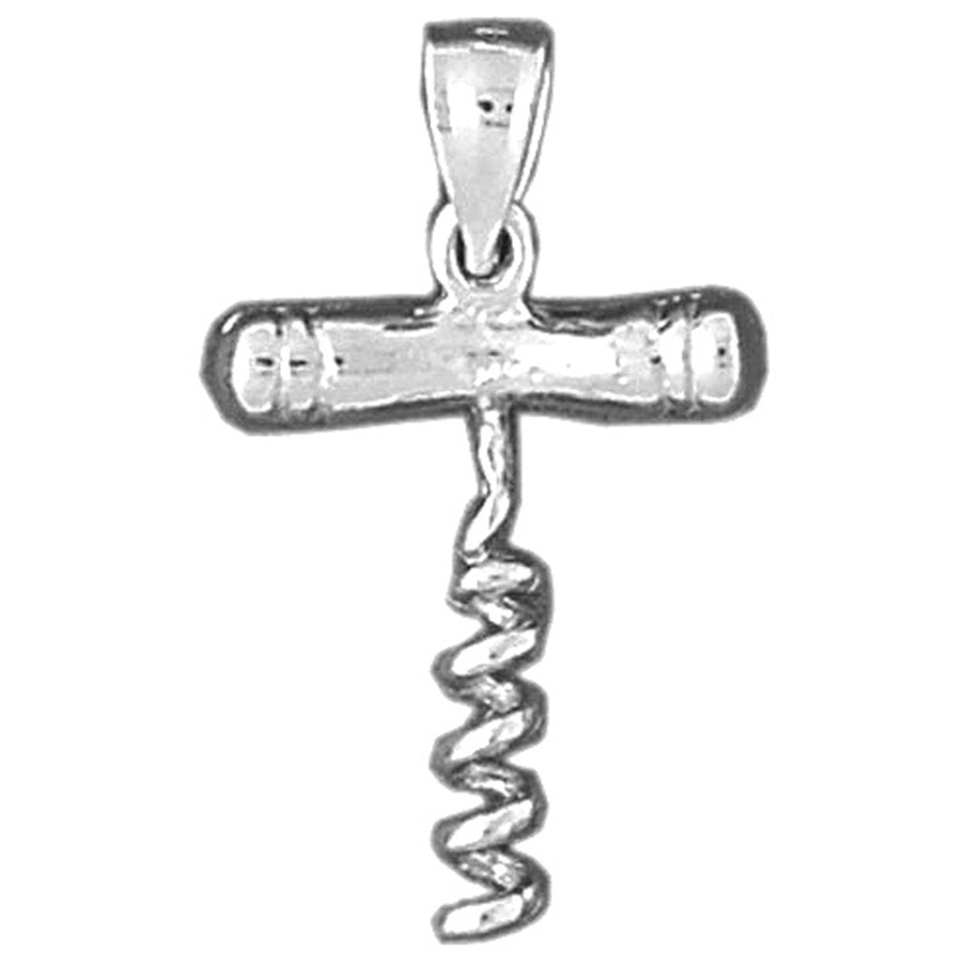 Sterling Silver 3D Cork Screw Pendant