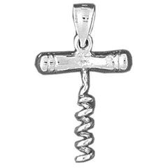 Sterling Silver 3D Cork Screw Pendant
