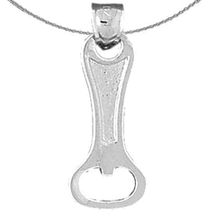 Sterling Silver 3D Can Opener Pendant (Rhodium or Yellow Gold-plated)