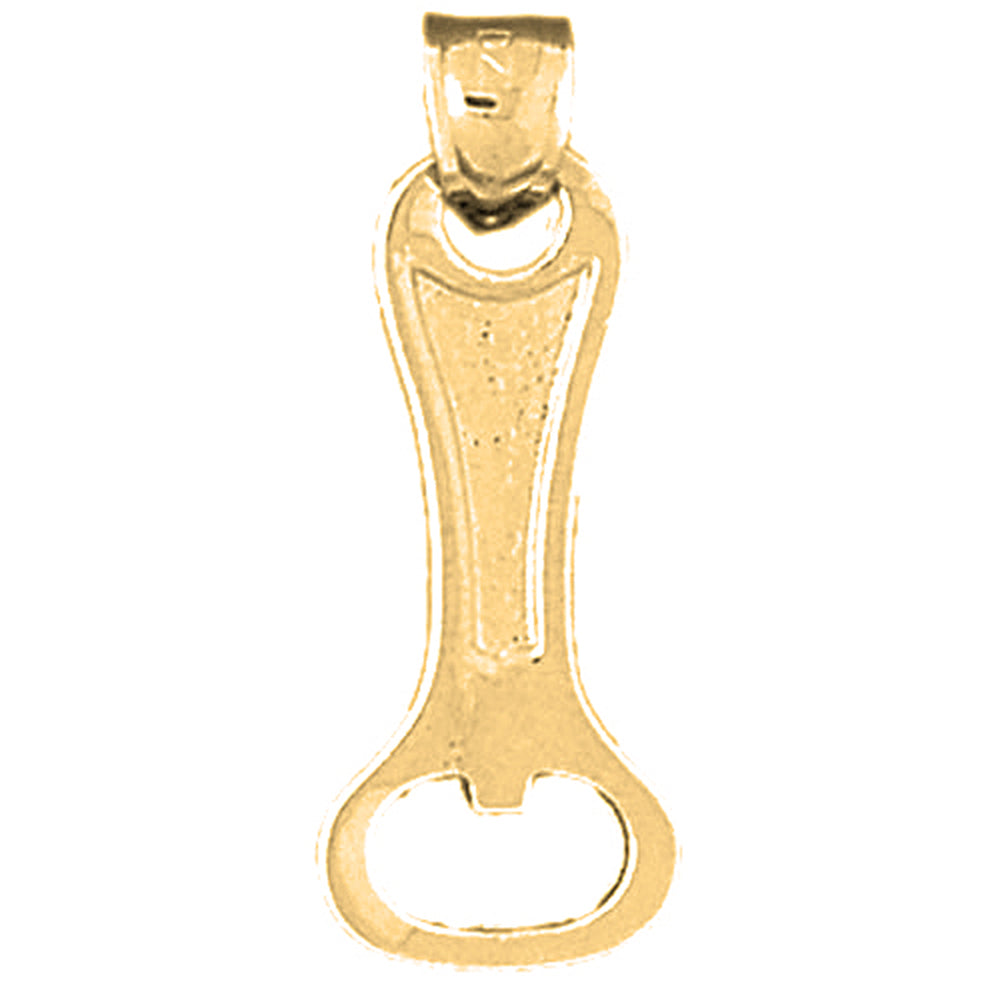 Yellow Gold-plated Silver 3D Can Opener Pendant