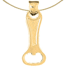 Sterling Silver 3D Can Opener Pendant (Rhodium or Yellow Gold-plated)