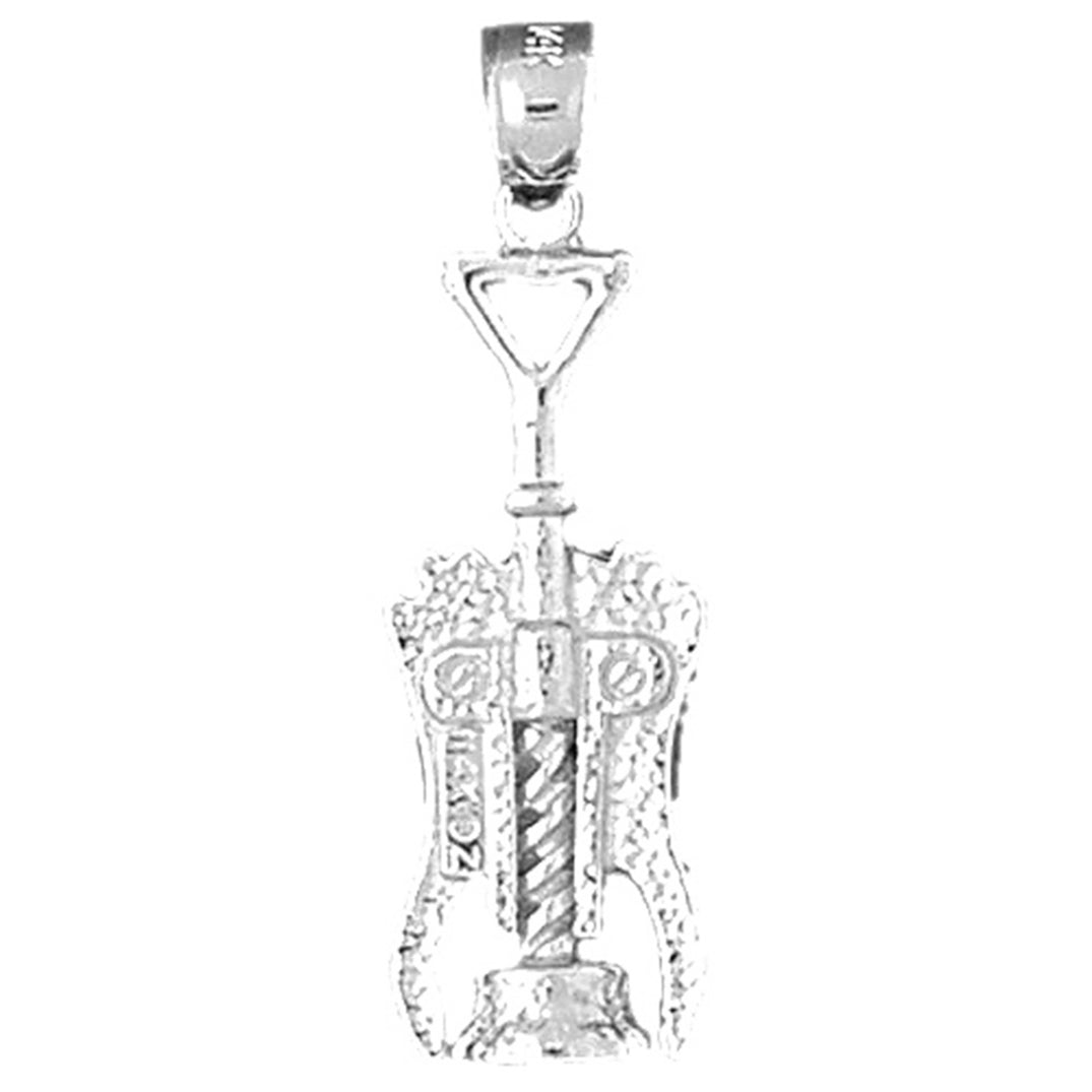 Sterling Silver 3D Cork Screw Pendant